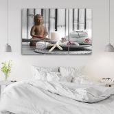 3-delige canvas print, Boeddha Zen Spa grijs 