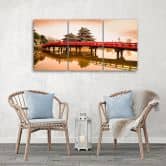 Leinwandbild 3-teilig, Japan Brücke Bäume Natur 