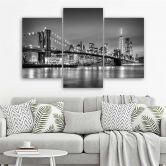 Leinwandbild 3-teilig, New York Stadt Brooklyn Brücke 