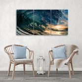 Leinwandbild 3-teilig, Wellen Meer Ozean Sonne  