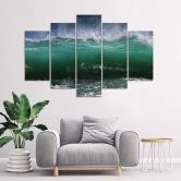 Leinwandbild 5 teilig, Meereswelle Türkis 