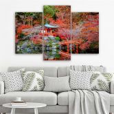 3-delige canvasprint, Japan rood landschap 