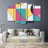 Leinwandbild 5 teilig, Geometrische Abstraktionsformen 