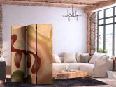 Paravent, Raumteiler freistehend, Trennwand - Worn Figures - Shapes in Lime Wash Technique in Warm Colors 
