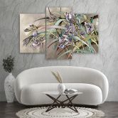 Leinwandbild 3 teilig, Iris Blumen im Wind 