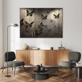 Leinwandbild, Schwarze Schmetterlinge 3D 