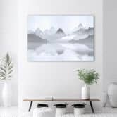 Canvasbillede, Abstraktion af bjerge ved havet 