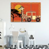 Leinwandbild 3-teilig, Giraffe Tiere Orange Kinder 