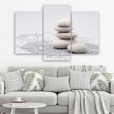 Leinwandbild 3-teilig, Steine Zen Beige 