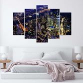 Wandbild 5-teilig, New York at Night Stadt 