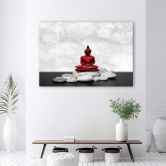 Leinwandbild, Roter Buddha auf Steinen 