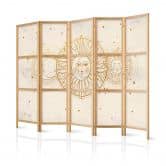 Japanischer Paravent, Raumteiler freistehend, Trennwand - Golden Sun and Moon: Artistic Retro 
