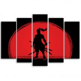 5 stykke lærredstryk, Samurai Japan Sun 