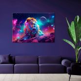 Leinwandbild, Neon Löwe Abstraktion 