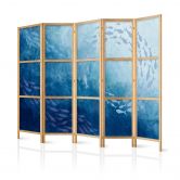 Japanischer Paravent, Raumteiler freistehend, Trennwand - Luminous Clusters of Fish in Blue: Ocean Depths 