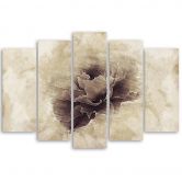 Leinwandbild 5 teilig, Rose Flower Vintage Beige 