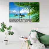 Leinwandbild 3-teilig, Tropischer Strand Boot Steg 