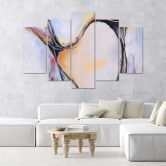 Leinwandbild 5 teilig, Abstraktion Pastell Beige 