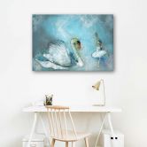 Leinwandbild, Schwan und Ballerina 