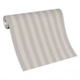 Papier peint intissé Erismann Versailles taupe, rayures argentées 
