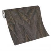 Papier peint à feuilles, papier peint à motifs, papier peint intissé marron Erismann Martinique 