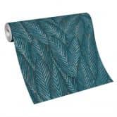 blad behang, behang met patroon, Vliesbehang Erismann Martinique blauw 