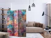 Screen room divider - Farverige mursten, 3-delt - 135x172 cm 
