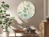 Rundes Leinwandbild Botanisches Aquarell-Motiv: Zarte grün-beige Blätter 