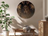 Rundes Leinwandbild Barocke Ornamente in patiniertem Gold und Brauntönen: Retro-Motiv 