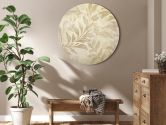 Rundes Leinwandbild Botanisches Motiv mit Blättern und Ranken in Sandfarben 