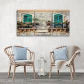 Leinwandbild 3-teilig, Straße Italien Fenster Blumen 