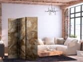 Paravent, Raumteiler freistehend, Trennwand - Carved Floral Ornaments in Soft Sepia and Brown Tones 