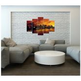 5-delige canvasprint, zonsondergang in New York Manhattan 