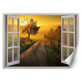 Fototapete Fenster - Sonnenuntergang über der Straße 