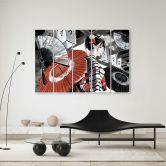 Leinwandbild 5 teilig, Geisha mit einem Fan 