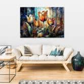 Leinwandbild, Blumen Bunt Abstraktion 