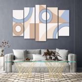 Leinwandbild 5 teilig, Geometrische Abstraktionsformen 