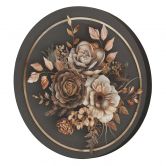 Rundes Leinwandbild Beige Blumen und Blätter 