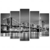Wandbild 5-teilig, New York bei Nacht 