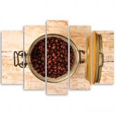 Wandbild 5-teilig, Kaffeebohne Holz 