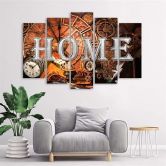 Wandbild 5-teilig, Home Retro Vintage Aufschrift 