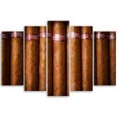 5 stykke lærredstryk, cubansk cigar 