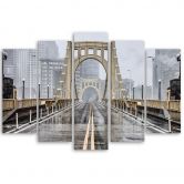 Leinwandbild 5 teilig, Brooklyn Bridge in New York 