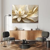 Leinwandbild, Goldene Glamour-Blumen 3D 