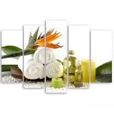 Leinwandbild 5 teilig, Handtuch Blumen Öl 
