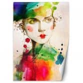 Fototapete, Frau mit roten Lippen Aquarell 
