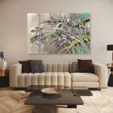 Leinwandbild 5 teilig, Iris Blumen im Wind 