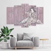 Leinwandbild 5 teilig, Traditioneller japanischer Geisha 