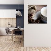 Leinwandbild, Kaffeebohnen und Tasse 