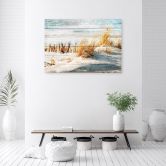 Leinwandbild, Vintage Strand auf Holz 